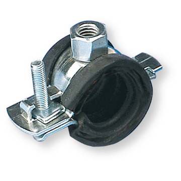 Rohrschelle mit Gummieinlage - Stahl verzinkt - Breite 12 mm -  Spannbereich-Ø 5 bis 30 mm